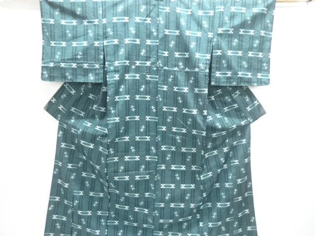 JAPANESE KIMONO / UNUSED KASURI-PATTERNED TSUMUGI-HITOE KIMONO